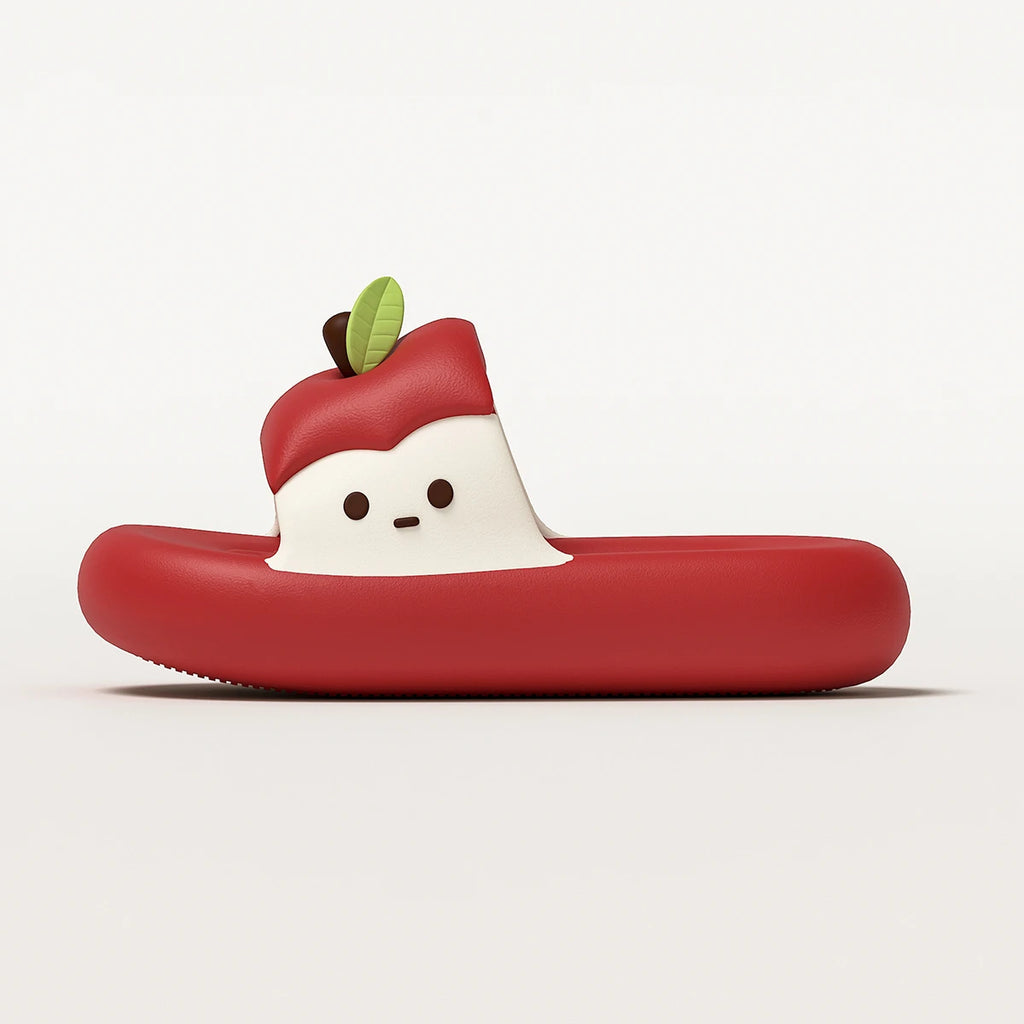 Summer Slippers for Women Cartoon Apple Design Cute Home Slippers Open Toe Slippers for Men Non Slip Flat Sole Outdoor Slippers