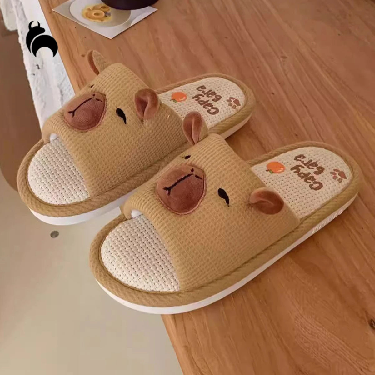 Spring Autumn House Slippers for Women,Breathable Open Toe Bedroom Slippers,Flat Sole Home Shoes for Girls,Cute Cartoon Slippers