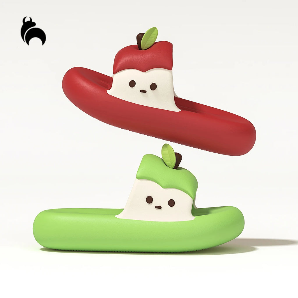 Summer Slippers for Women Cartoon Apple Design Cute Home Slippers Open Toe Slippers for Men Non Slip Flat Sole Outdoor Slippers